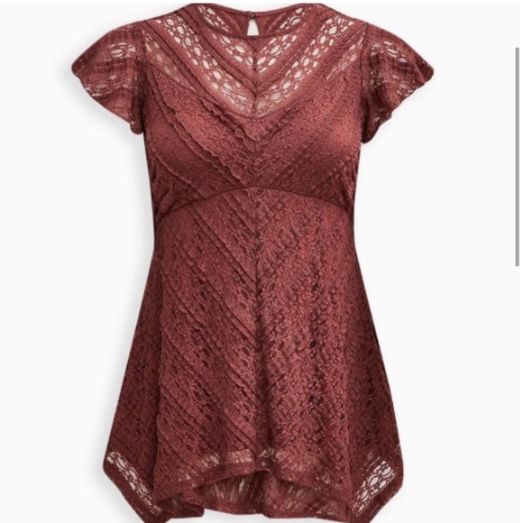 NWT Torrid Wild Ginger Lace Blouse Size 0 (Large) - Picture 1 of 8